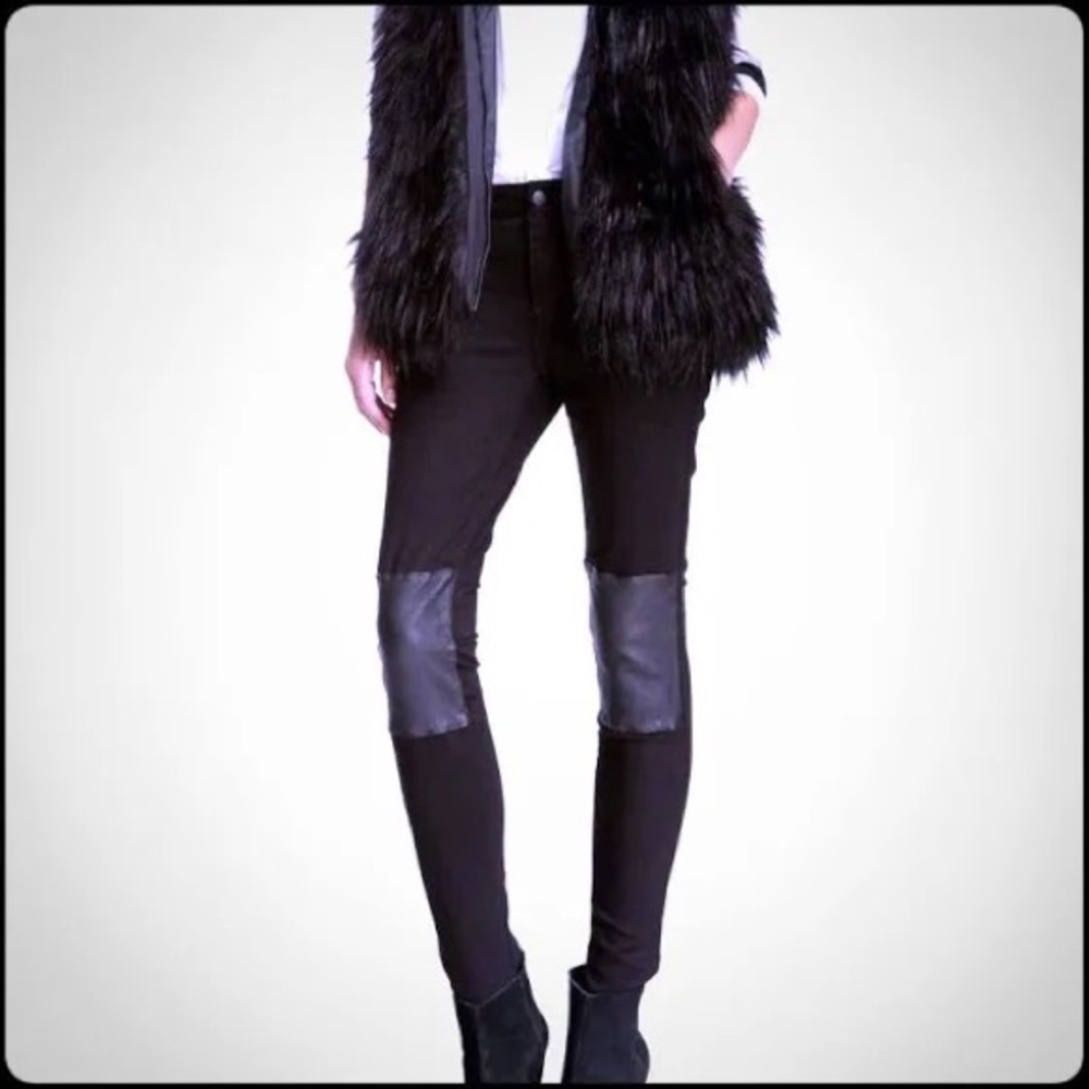 Joe's Jeans Leather Knee Patch Skinny Ankle Moto